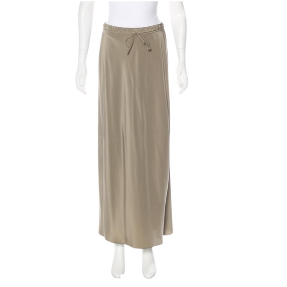 Vince Taupe Silk Maxi Skirt with Drawstring Waist - Picture 1 of 7